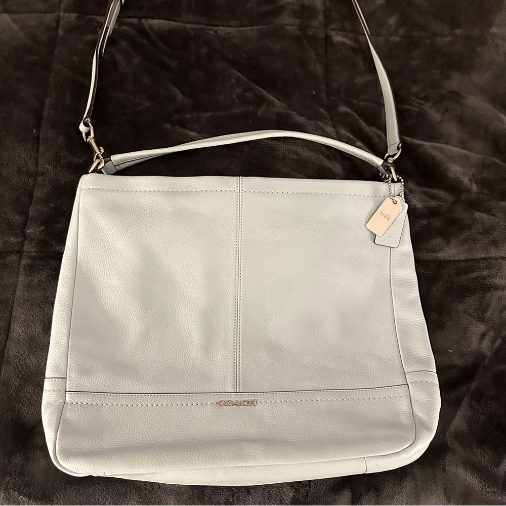 EUC Blue leather coach tote bag